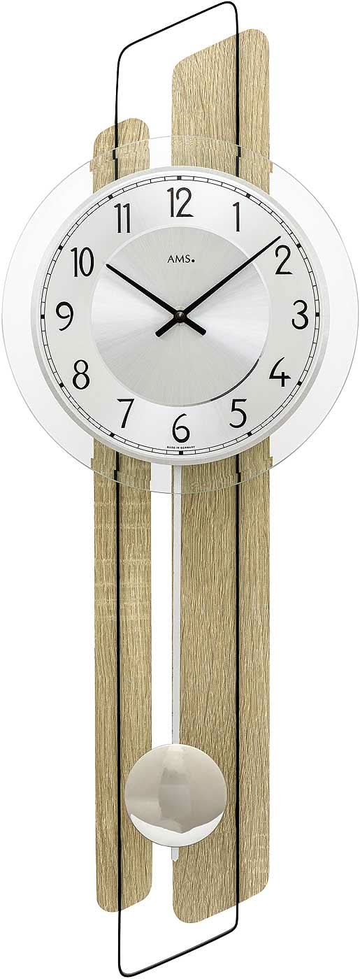 AMS Wanduhr 66x23x7 cm Holz • Präzises Quarzwerk • Elegantes Design
