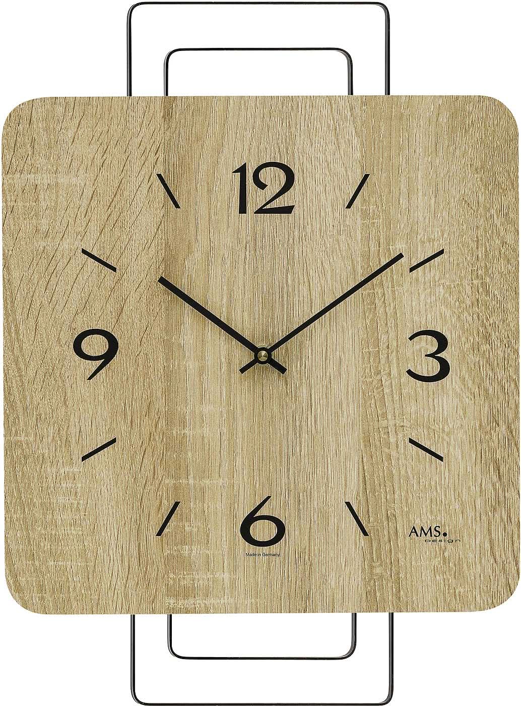 AMS Wall Clock 42x30x5 cm Wood • Quartz Movement • Modern Design