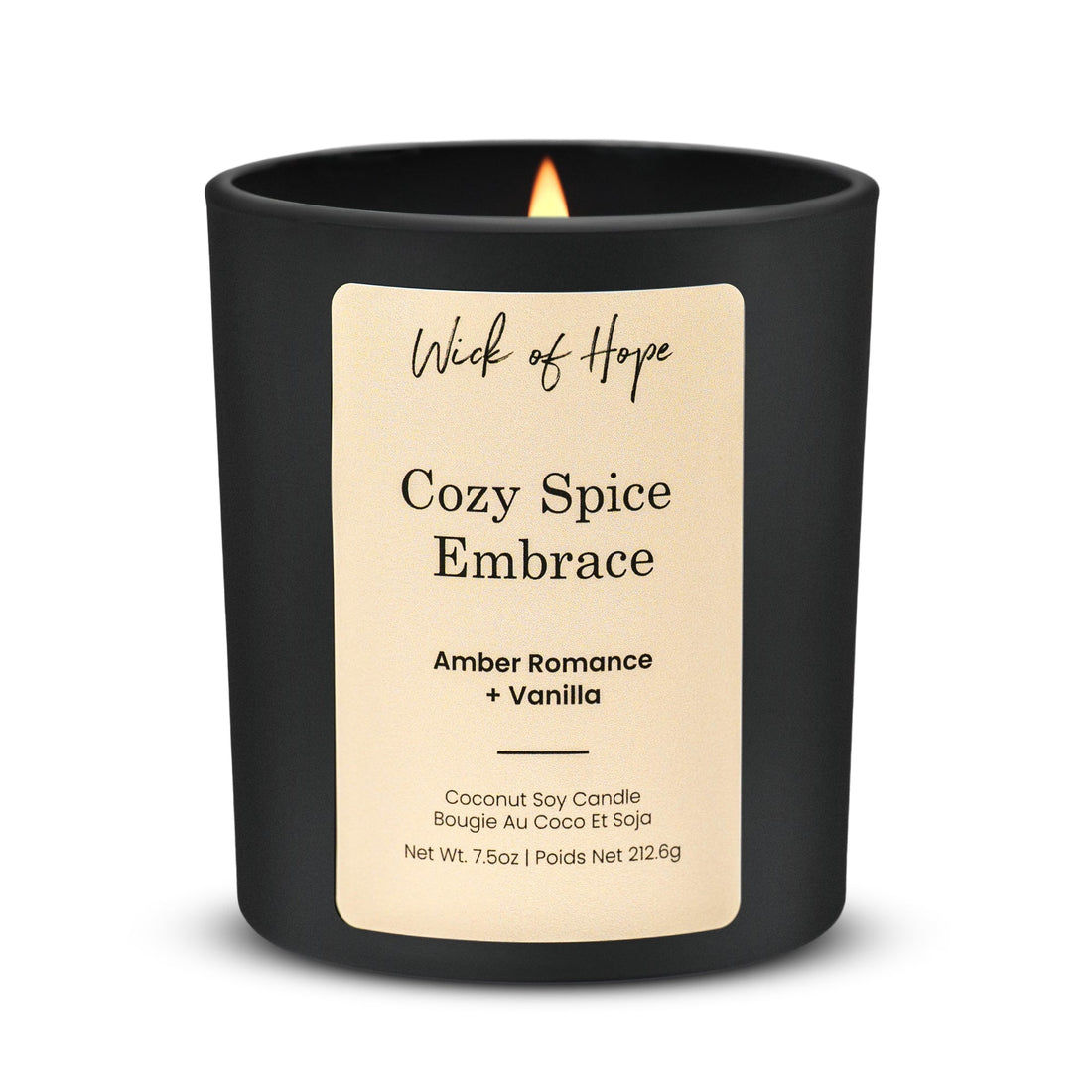 Cozy Spice Embrace Candle | Amber Romance + Vanilla - Wick of Hope