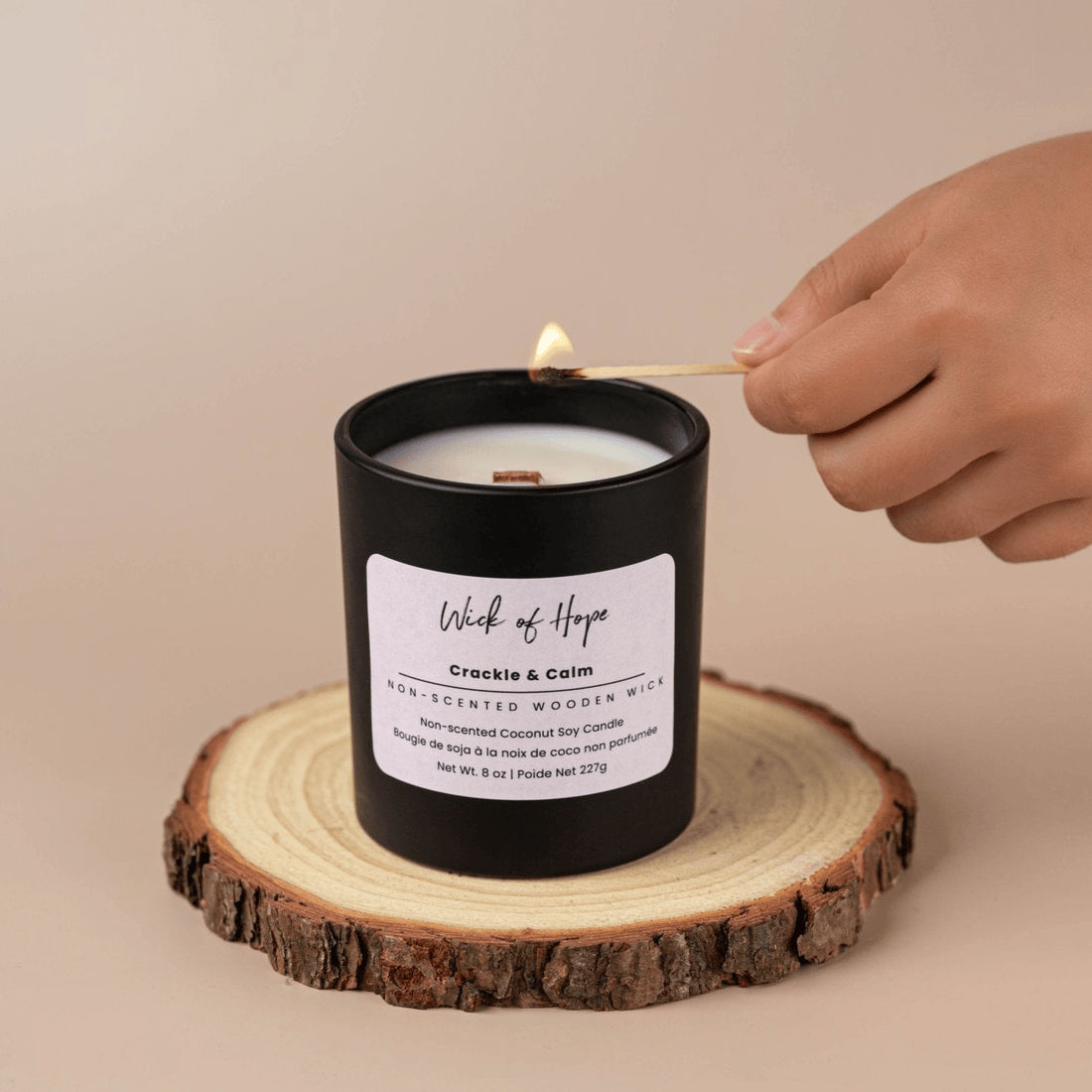Crackle Calm – Clean Burning Wood Wick Candle | Wick of Hope