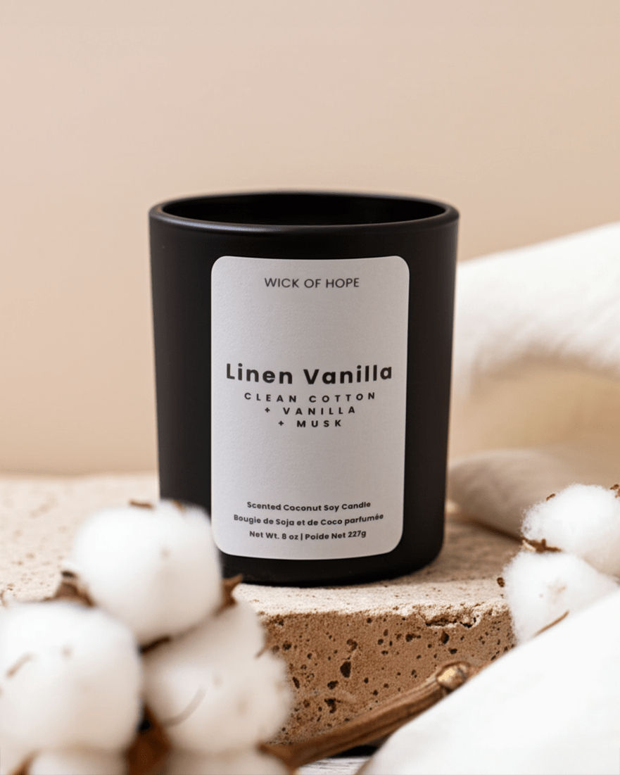 Linen Vanilla – Clean Cotton Candle | Wick of Hope