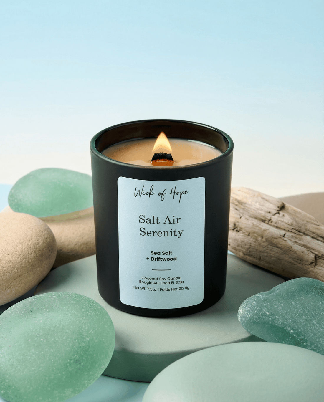 Salt Air Serenity Candle | Sea Salt + Driftwood - Wick of Hope