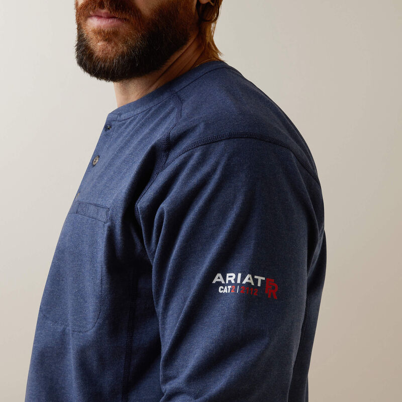 ARIAT - FR Air Refinery Row Graphic Henley Top - NAVY - Becker Safety and Supply