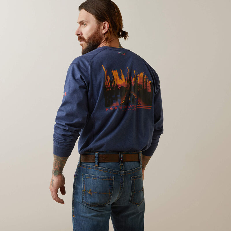ARIAT - FR Air Refinery Row Graphic Henley Top - NAVY - Becker Safety and Supply