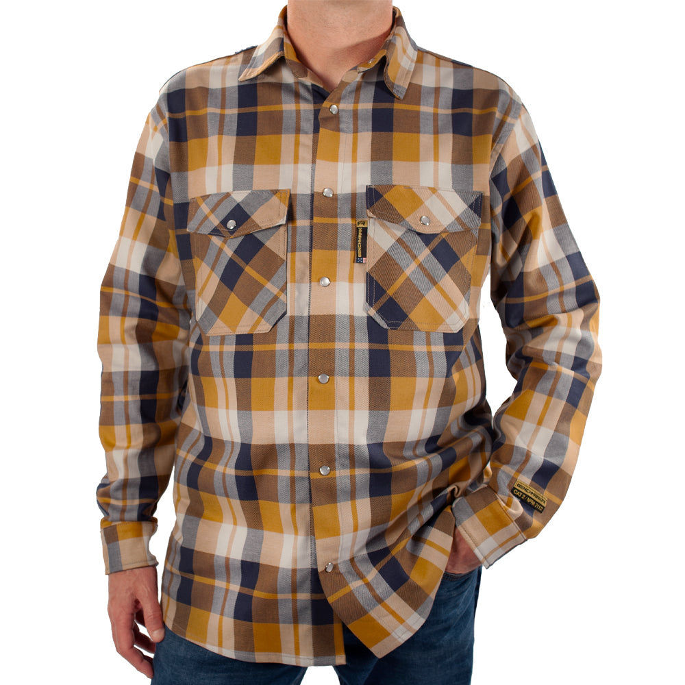 Benchmark FR - Tailgate Navy Rust FR Stretch Plaid Shirt - Becker Safety and Supply