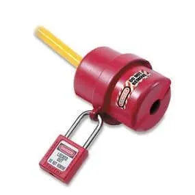 MASTER LOCK - Rotating Electrical Plug Lockout. 2-1/4" dia, x 3-1/4"  with cord dia. up to 3/4" (Most 110- and many 220- volt plugs) - Becker Safety and Supply