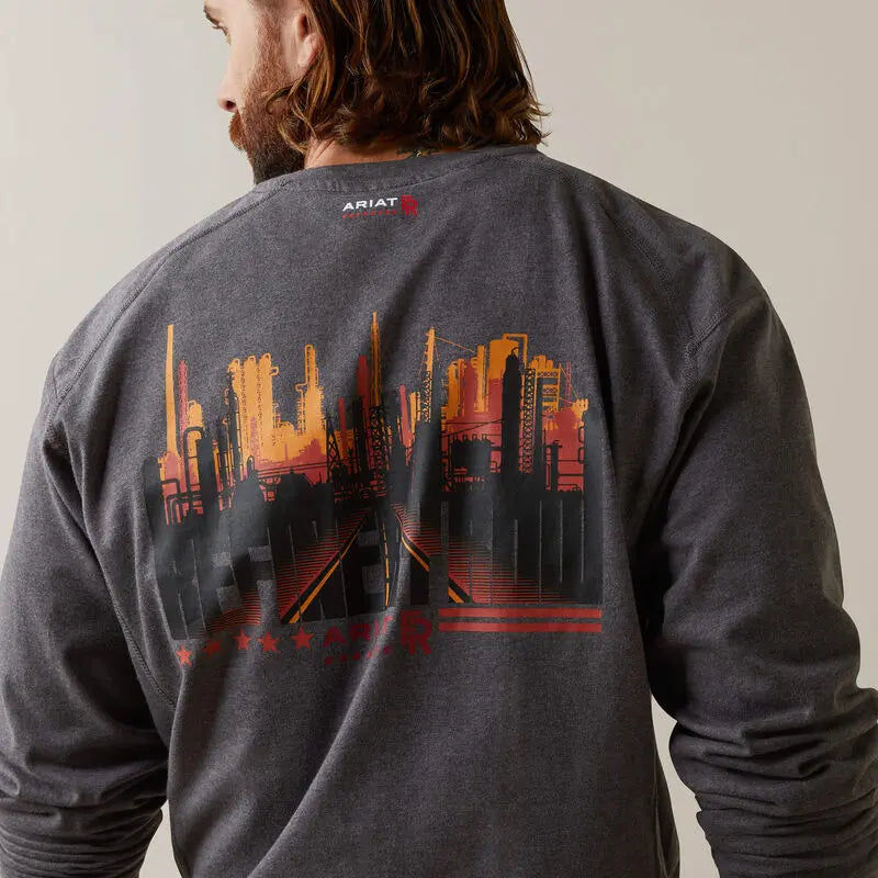 ARIAT - FR Air Refinery Row Graphic Henley, Charcoal Becker Safety and Supply