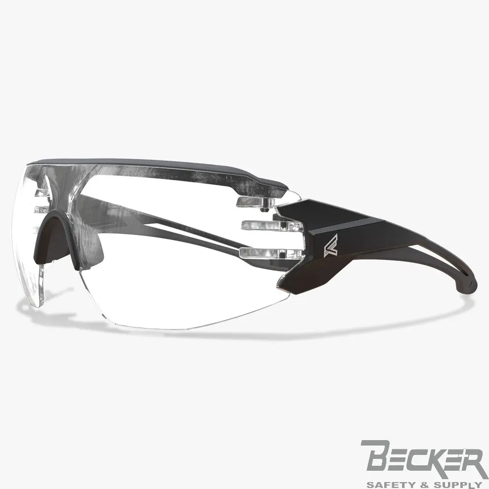 EDGE - Taven - Black Frame with Gray TPR / Vapor Shield Clear Lenses  Becker Safety and Supply