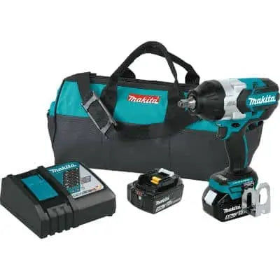 MAKITA - 18V LXT Lithium-Ion Brushless
Cordless High Torque 1/2” Sq. Drive
Impact Wrench Kit w/ Friction Ring Anvil,
var. spd., rev., L.E.D. Lights, bag (5.0Ah) - Becker Safety and Supply