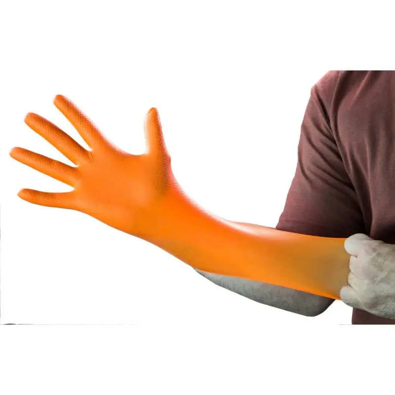 Gloveworks - Disposable Nitrile, Gloves, 8 mil, Orange - Becker Safety and Supply