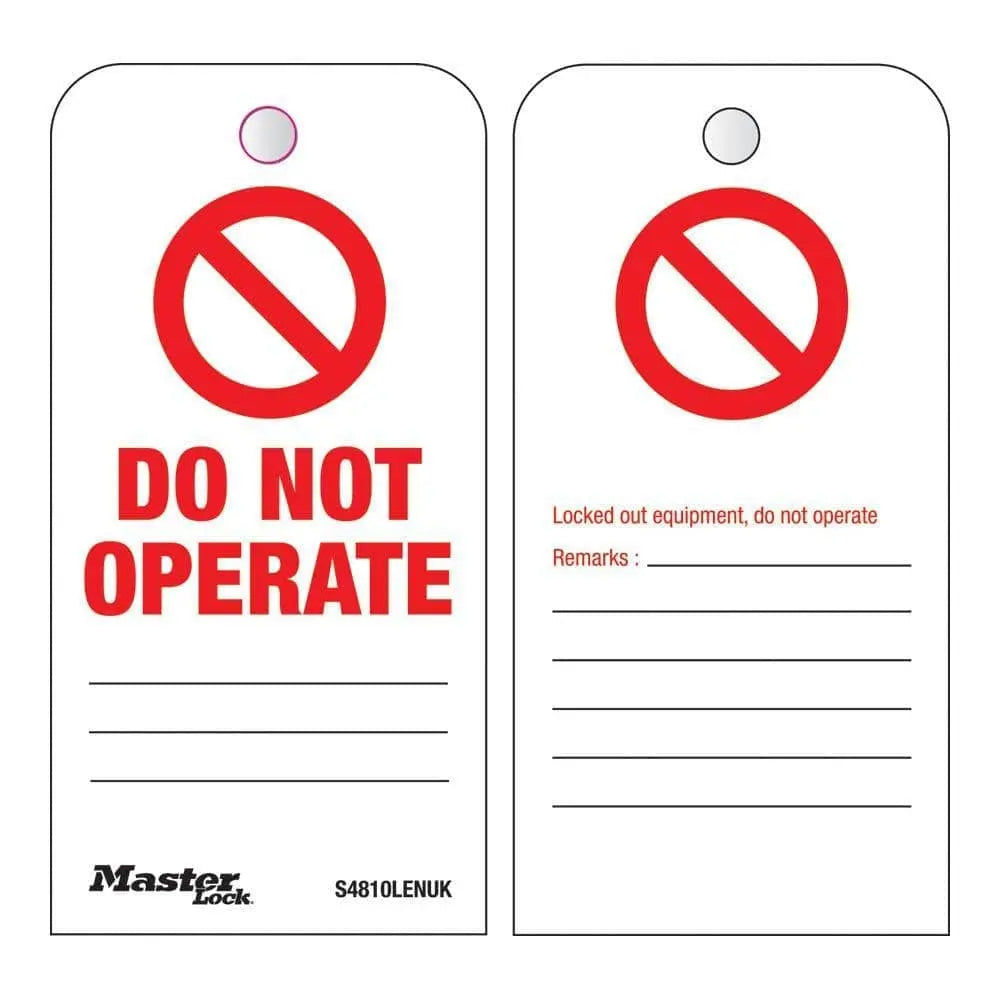 MASTER LOCK - "Do Not Operate" Roll of 100 Tags - English - Becker Safety and Supply