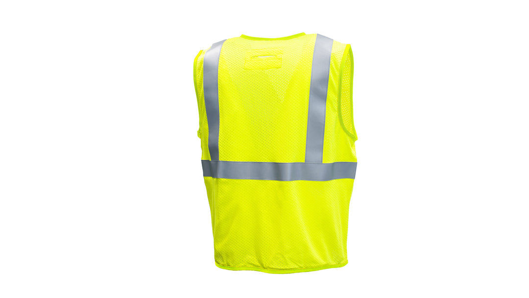 PYRAMEX - Hi-Vis Modacrilic Mesh Vest - 2" Silver Reflective Striping - Zipper Front Closer - Ansi Type R Class 2 FR - 2Xlarge - Becker Safety and Supply