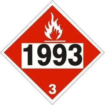 SAFEHOUSE SIGNS - DOT 1993 FLAMMABLE LIQUID - COMBUSTIBLE LIQUID - CLASS 3 PLACARD - 10.75" -  Rigid Vinyl - Becker Safety and Supply