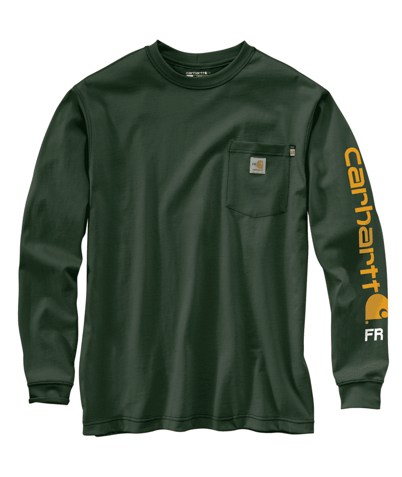 CARHARTT - Flame Resistant Force Loose Fit Midweight Long-Sleeve Logo Graphic T-Shirt, Maroon - XLT - Becker Safety and Supply