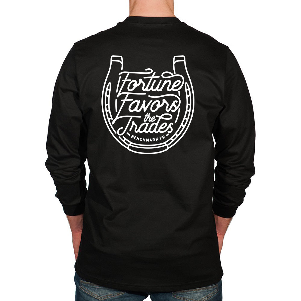 BENCHMARK FR-"FORTUNE FAVORS THE TRADES" FLAME RESISTANT SHIRT, BLACK - Becker Safety and Supply