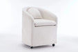 059-Set of 1 Chenille Fabric Dining Armchair With Back Cushion and Universal Wheels,Beige Default -DTYStore
