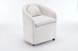 059-Set of 1 Chenille Fabric Dining Armchair With Back Cushion and Universal Wheels,Beige Default -DTYStore