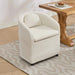 059-Set of 1 Chenille Fabric Dining Armchair With Back Cushion and Universal Wheels,Beige Default -DTYStore