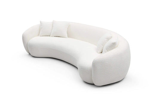 102'' 5-Seater Boucle Sofa Modern Sectional Half Moon Leisure Couch Curved Sofa Teddy Fleece Velet WHITE Default -DTYStore
