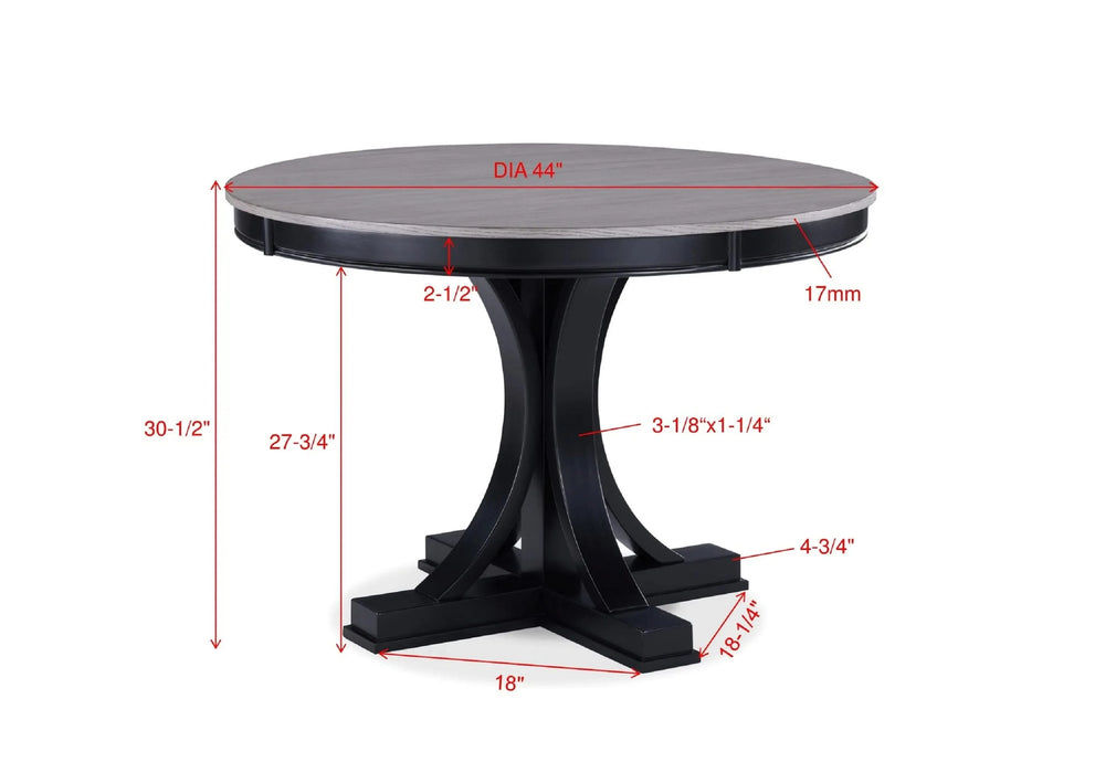 1pc Contemporary Light Gray Round Dining Table Black Base Wooden Dining Room Furniture Grey Black Finish Default -DTYStore