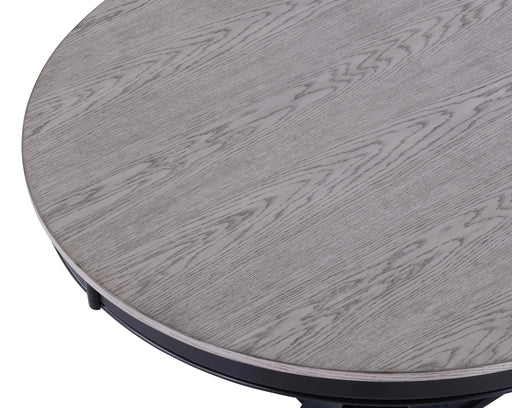 1pc Contemporary Light Gray Round Dining Table Black Base Wooden Dining Room Furniture Grey Black Finish Default -DTYStore