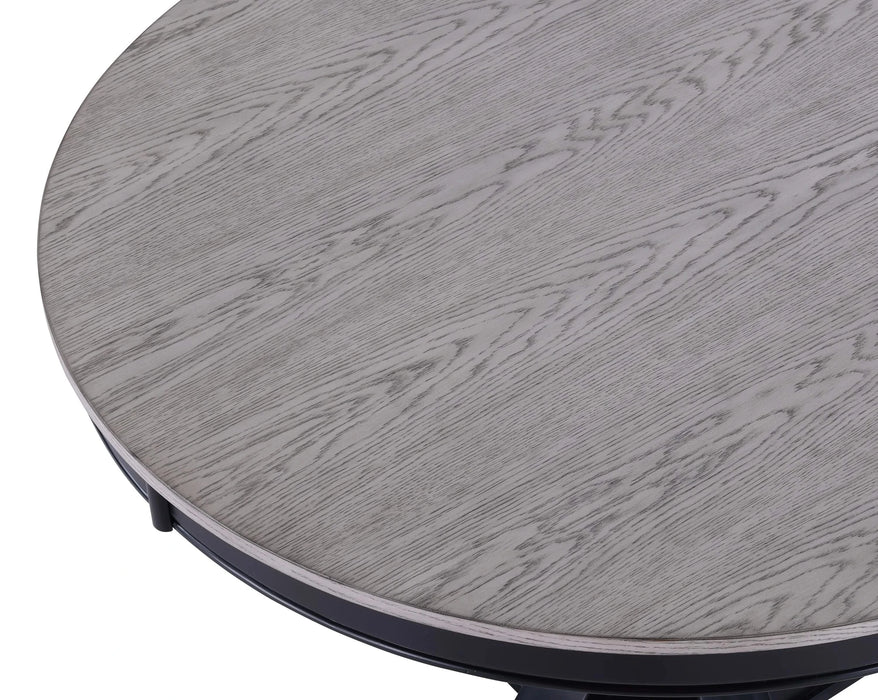 1pc Contemporary Light Gray Round Dining Table Black Base Wooden Dining Room Furniture Grey Black Finish Default -DTYStore