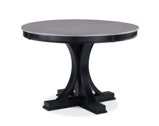 1pc Contemporary Light Gray Round Dining Table Black Base Wooden Dining Room Furniture Grey Black Finish Default -DTYStore
