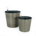 2-Pack Catleza Self-watering Wicker Decor Planter for Indoor and Outdoor - Round Gray -DTYStore