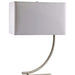 22.5' Tall Metal Table Lamp with Silver finish and Curved design, White Shade Default -DTYStore