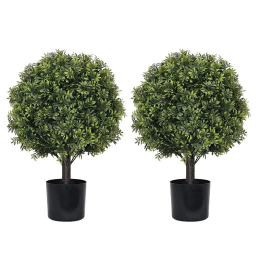 22in Artificial Topiary Boxwood Ball Trees – Faux Evergreen Potted Shrubs for Porch, Patio, Entryway, or Indoor Living Room Decor, 2pcs/set Default -DTYStore