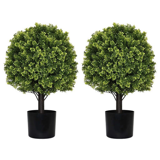 22in Artificial Topiary Boxwood Ball Trees for Outdoor Front Porch, Patio, Balcony or Home Decoration, UV Resistant Faux Shrubs, 2pcs/set Default -DTYStore
