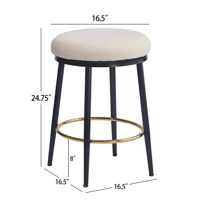24.75'' Modern Counter Stools Set of 2,White Counter Stools with iron Frame,Sponge cushion,Footrest,suitable for Kitchen/Bedroom/Dining Room. Default -DTYStore