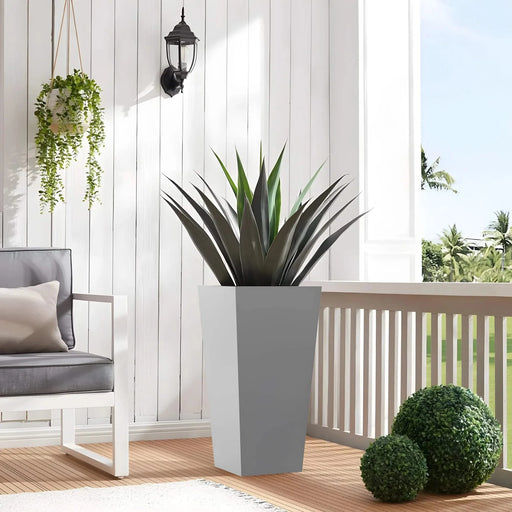 25' H Tall Metal Tapered Planter – Large Outdoor & Indoor Garden Plant Pot with Drainage Hole and Rubber Plug, Stylish Burnished Grey Finish for Home and Patio Default -DTYStore