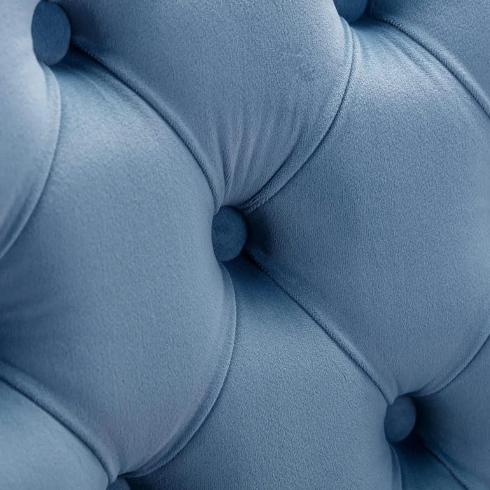 26' Counter Height Bar Stools Set of 2, Modern Velvet Barstools with Button Back&Rivet Trim Upholstered Kitchen Island Chairs with Sturdy Chromed Metal Base Legs Farmhouse Bar Stools,Light Blue,2 Pack Default -DTYStore