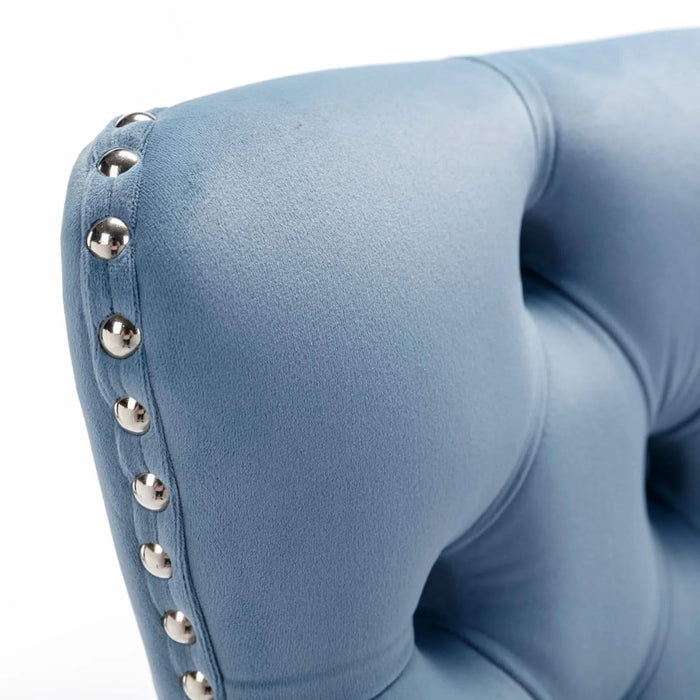 26' Counter Height Bar Stools Set of 2, Modern Velvet Barstools with Button Back&Rivet Trim Upholstered Kitchen Island Chairs with Sturdy Chromed Metal Base Legs Farmhouse Bar Stools,Light Blue,2 Pack Default -DTYStore