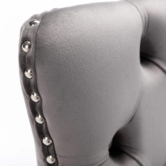 26' Counter Height Bar Stools Set of 2, Modern Velvet Barstools with Button Back&Rivet Trim Upholstered Kitchen Island Chairs with Sturdy Chromed Metal Base Legs Farmhouse Bar Stools, (Gray,2 Pack) Default -DTYStore