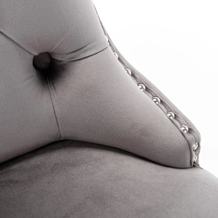 26' Counter Height Bar Stools Set of 2, Modern Velvet Barstools with Button Back&Rivet Trim Upholstered Kitchen Island Chairs with Sturdy Chromed Metal Base Legs Farmhouse Bar Stools, (Gray,2 Pack) Default -DTYStore