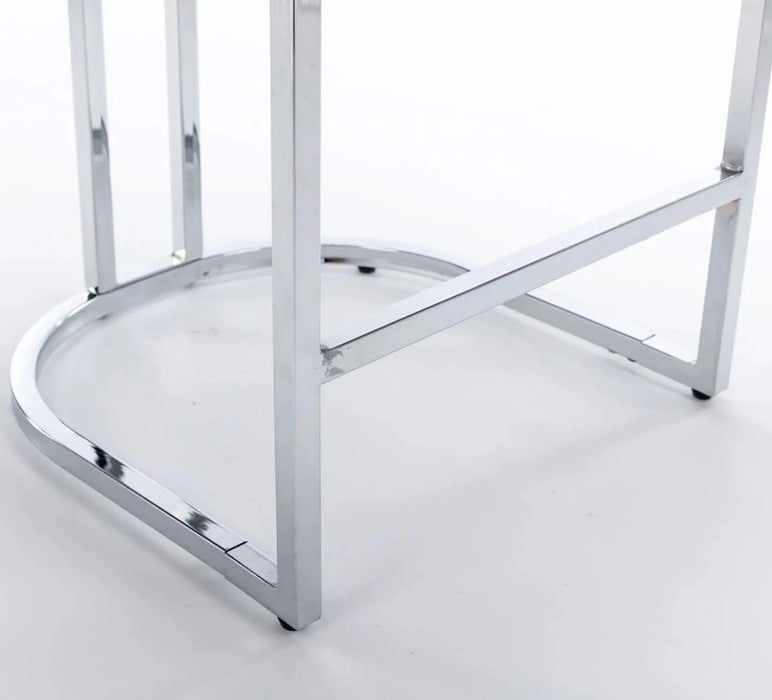 26' Counter Height Bar Stools Set of 2, Modern Velvet Barstools with Button Back&Rivet Trim Upholstered Kitchen Island Chairs with Sturdy Chromed Metal Base Legs Farmhouse Bar Stools, (Gray,2 Pack) Default -DTYStore