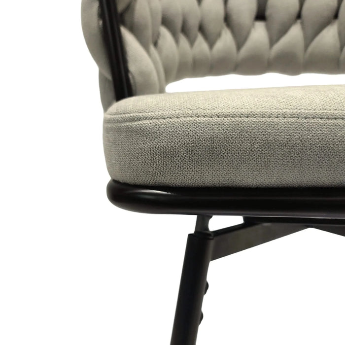 28' Bar Chair Linen Woven Bar Stool Set of 2, Grey Upholstered with Black Legs, 360 Swivel, Counter Arm Chairs with Back Footrest Default -DTYStore