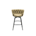 28' Technical Leather Woven Bar Stool Set of 4,Black legs Barstools No Adjustable Kitchen Island Chairs,360 Swivel Bar Stools Upholstered Counter Stool Arm Chairs with Back Footrest, (Light Brown) Default -DTYStore
