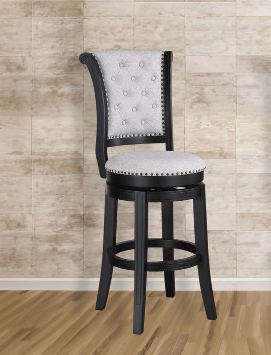 2pc Swivel Pub Stools Counter Height Chair Upholstered Seat Nailhead Trim Footrest Wooden Dining Room Furniture Black/Dove Default -DTYStore
