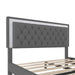 3-Pieces Bedroom Sets,Queen Size Upholstered Platform Bed with LED Lights and Two Nightstands-Gray Default -DTYStore