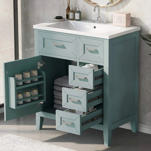 30' Bathroom Vanity with Sink Combo, Green Bathroom Cabinet with Drawers, Solid Frame and MDF Board (Old Sku:N725S999222F) Default -DTYStore