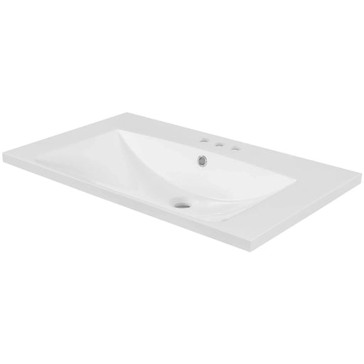 30' Single Bathroom Vanity Top with White Basin, 3-Faucet Holes, Ceramic, White Default -DTYStore