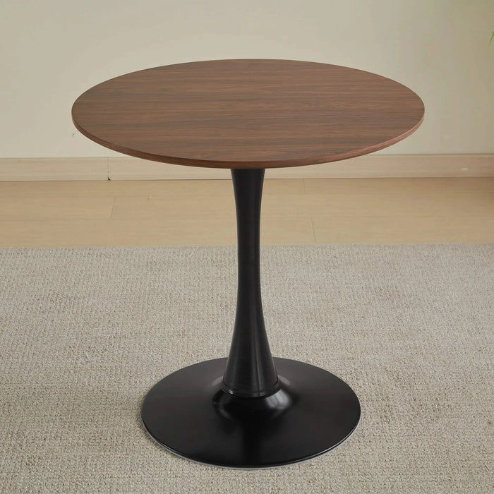 31.5 'round dining table for 2-4 people with walnut top, mid-century walnut tulip kitchen table, pedestal table for small home office living room Default -DTYStore