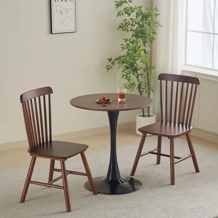 31.5 'round dining table for 2-4 people with walnut top, mid-century walnut tulip kitchen table, pedestal table for small home office living room Default -DTYStore