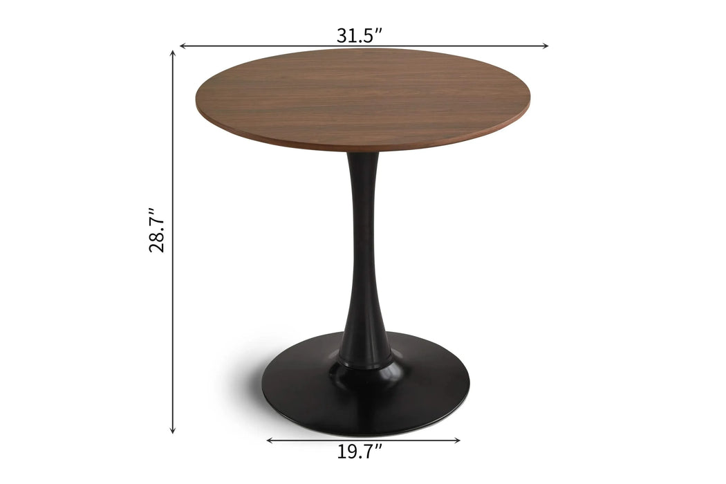 31.5 'round dining table for 2-4 people with walnut top, mid-century walnut tulip kitchen table, pedestal table for small home office living room Default -DTYStore