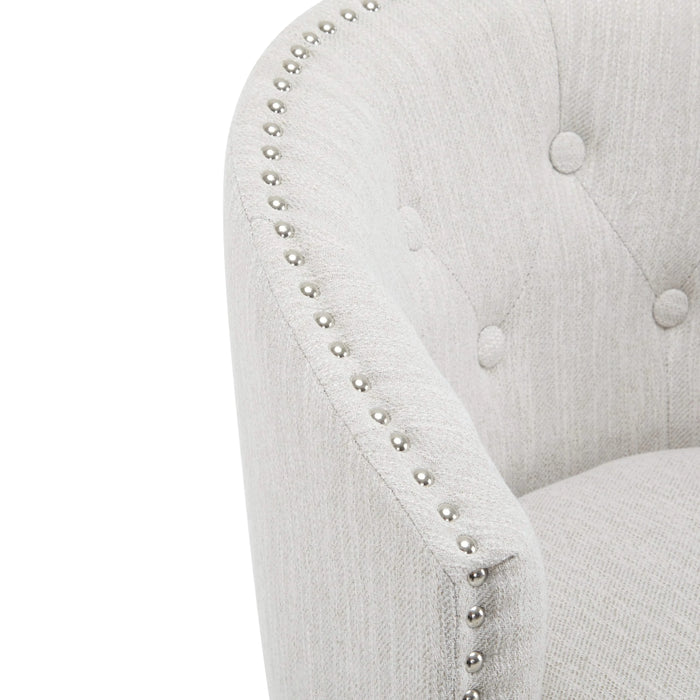 33.25' Swivel Counter Stools Set of 2, Upholstered Counter Height Bar Stools with Solid Rubber Wood Frame, Backrest, Footrest, Armless Barstools for Home Bar, Kitchen Counter, Natural + Beige Default -DTYStore