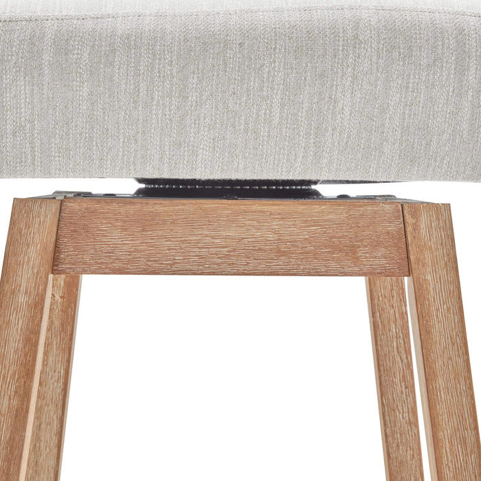 33.25' Swivel Counter Stools Set of 2, Upholstered Counter Height Bar Stools with Solid Rubber Wood Frame, Backrest, Footrest, Armless Barstools for Home Bar, Kitchen Counter, Natural + Beige Default -DTYStore