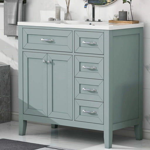 36' Bathroom Vanity with Sink Combo, Green Bathroom Cabinet with Drawers, Solid Frame and MDF Board (Old Sku:JL000007AAG) Default -DTYStore